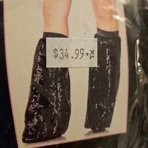 Black Sequin Boot Covers Leg Warmers